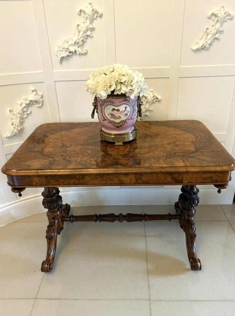 Outstanding Quality Antique Victorian Burr Walnut Freestanding Centre Table